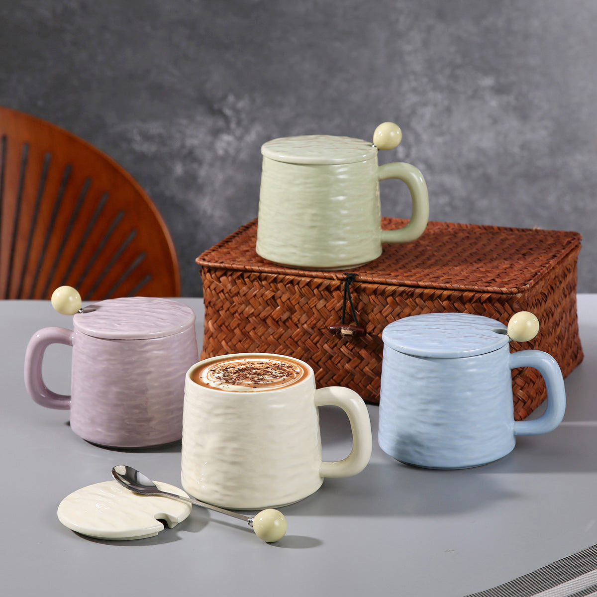 Large Capacity Underglaze Rock Texture Ceramic Mug, Household Drinking Cup, Couple Coffee & Tea Ceramic Cup