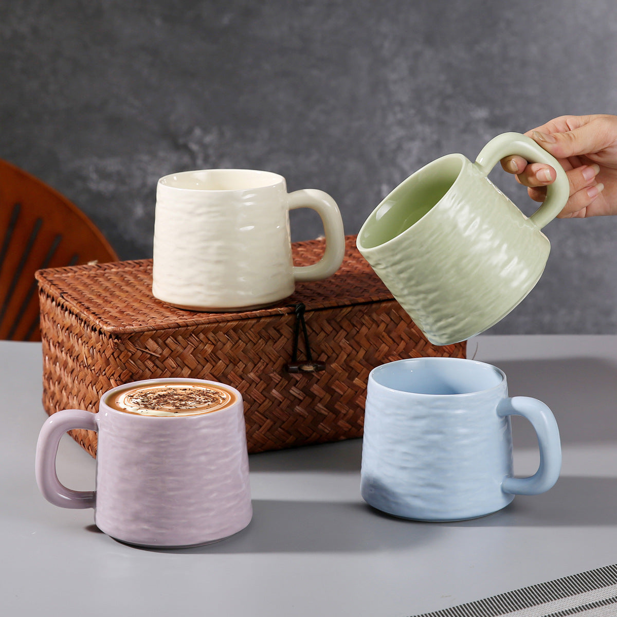 Large Capacity Underglaze Rock Texture Ceramic Mug, Household Drinking Cup, Couple Coffee & Tea Ceramic Cup